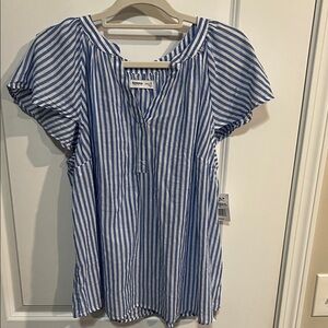 Sonoma Striped Blouse in Blue and White
